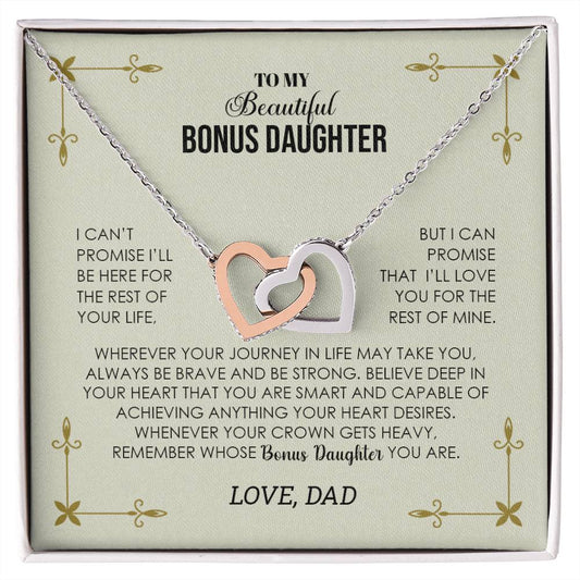 My Beautiful Bonus Daughter | Always Be Brave | Hearts Necklace